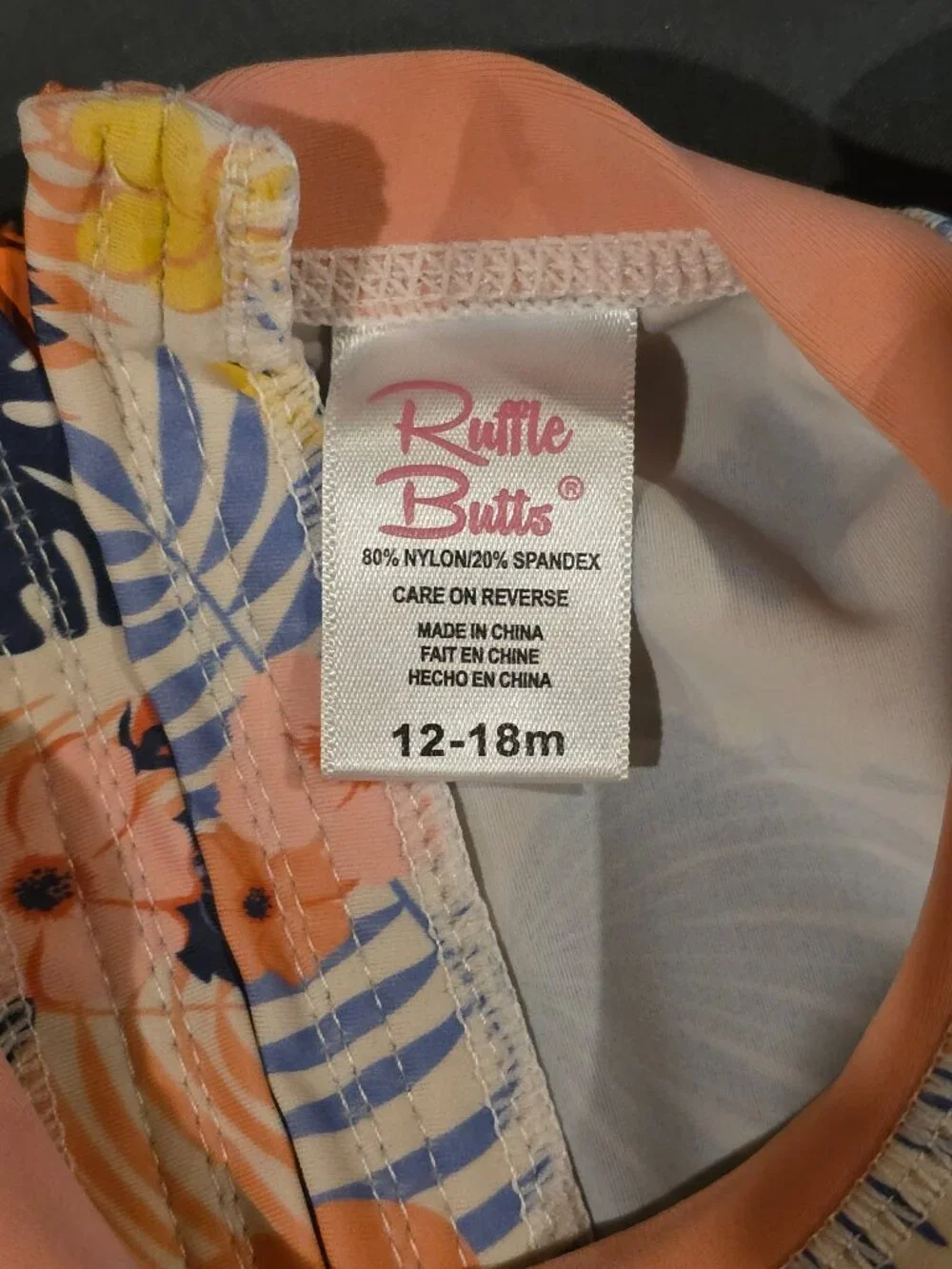 Ruffle Butts Girls Size 12-18 Month Long Sleeve Swimsuit